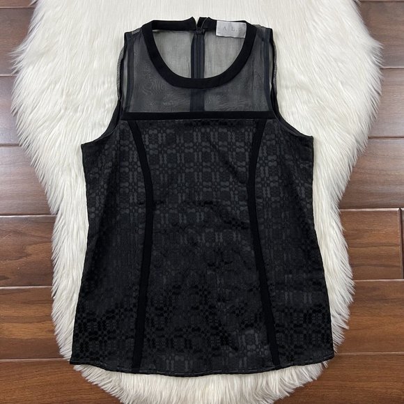 A.L.C. Women's Size 4 Black Sleeveless Zaha Top Sheer Back - Picture 1 of 10